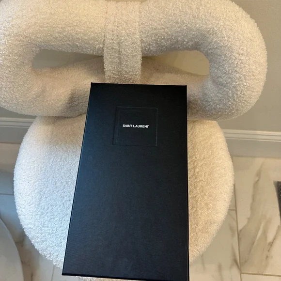 Saint Laurent Tribute Rhinestone Suede Sandal - Picture 10 of 11